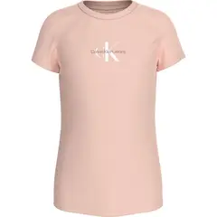 CALVIN KLEIN - Camiseta rosada slim con monograma para niña