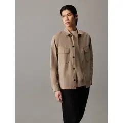 CALVIN KLEIN - Sobrecamisa beige de sarga boxy