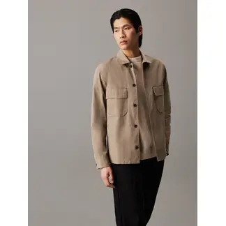 CALVIN KLEIN - Sobrecamisa beige de sarga boxy
