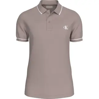 CALVIN KLEIN - Polo rosado slim con ribete en contraste