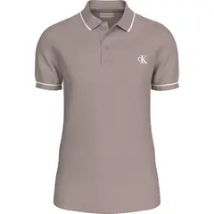 CALVIN KLEIN - Polo rosado slim con ribete en contraste