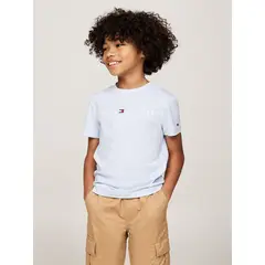 TOMMY HILFIGER - Camiseta Niño Celeste Essential Cuello Redondo Con Logo