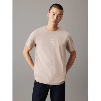 CALVIN KLEIN - Camiseta Beige Con Monograma Para Hombre