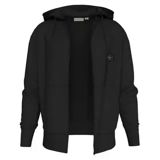 CALVIN KLEIN - Buzo negro con capota y etiqueta tejida