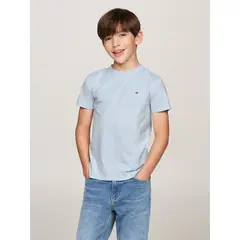 TOMMY HILFIGER - Camiseta Niño Celeste Essential De Cuello Redondo