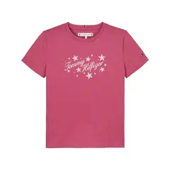 TOMMY HILFIGER - Camiseta Niña Rosa Con Logo Script