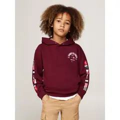 TOMMY HILFIGER - Buzo Rojo Niño Con Capota Con Logo Gráfico