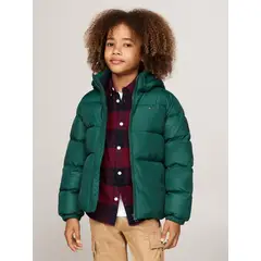 TOMMY HILFIGER - Chaqueta Niño Verde Essential Acolchada Con Gorro