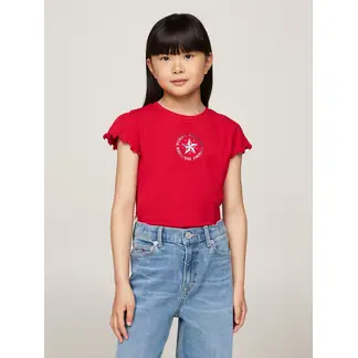 TOMMY HILFIGER - Camiseta Niña Roja Con Logo Metálico