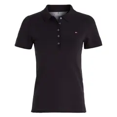 TOMMY HILFIGER - Polo negro de corte slim con tejido pique
