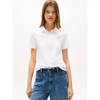 TOMMY HILFIGER - Polo blanco de corte slim con tejido pique