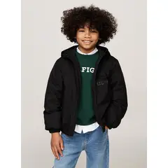 TOMMY HILFIGER - Chaqueta Niño Negra Acolchada Con Logo Monotipo