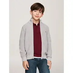 TOMMY HILFIGER - Saco Gris Niño Tejido Con Cierre De Cremallera Y Logo