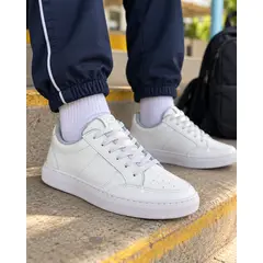 CALZADO BONT - Tenis Colegial Cosido Blanco Para Niño Y Niña Bont C05