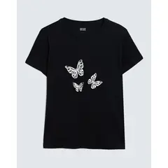 SEVEN SEVEN - Camiseta Estampado De Mariposas Para Mujer Negro