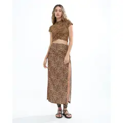 SEVEN SEVEN - Falda Animal Print De Manchas Para Mujer Naranja