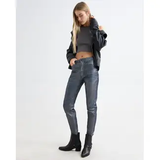 SEVEN SEVEN - Jeans Mom Con Foil Plateado Para Mujer Gris