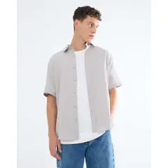 SEVEN SEVEN - Camisa Para Hombre Manga Corta Color Gris Claro Marca #45012061