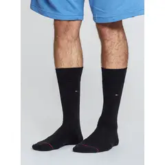 TOMMY HILFIGER - Pack negro de 3 calcetines con logo bordado