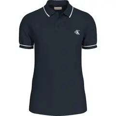 CALVIN KLEIN - Polo Azul Oscuro Slim con ribete en contraste