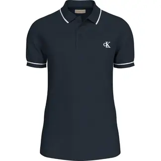 CALVIN KLEIN - Polo Azul Oscuro Slim con ribete en contraste