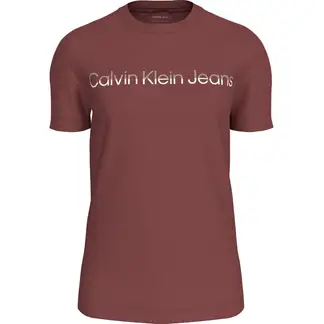 CALVIN KLEIN - Camiseta roja con logo institutional bicolor
