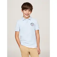 TOMMY HILFIGER - Polo Celeste Niño De Corte Regular Con Logo