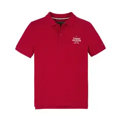 TOMMY HILFIGER - Polo Rojo Niño De Corte Regular Con Logo