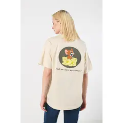 KOAJ - Camiseta de Tom y Jerry kaki clara oversize cuello redond MUJER