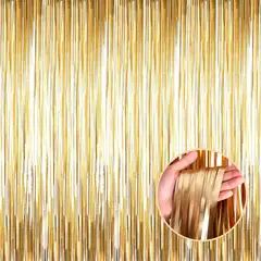 GENERICO - Cortinas Metalizadas Para Fiestas Cumpleaños X1 Und Dorado