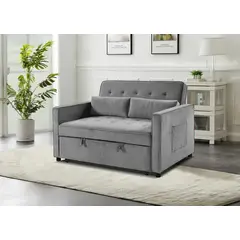 PLUMA HOME - Sofacama ITALIANO Moderno y elegante GRIS  2 puestos Multifuncional