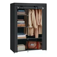 GENERICO - Armario De Tela Desarmable Closet Plegable Doble 105 X 175cm Negro