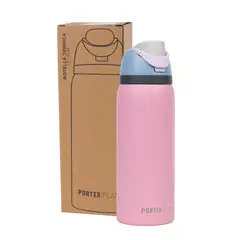 LINKON - Botella Termica Termo Agua 1lt Porter Flask Acero Inoxidable - Rosa