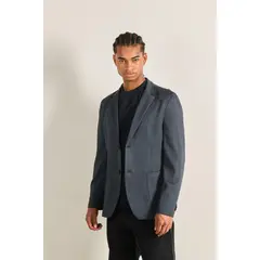 KOAJ - Blazer azul con bolsillos de parche y cierre delantero HOMBRE