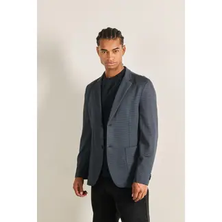 KOAJ - Blazer azul con bolsillos de parche y cierre delantero HOMBRE