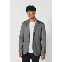 KOAJ - Blazer negro con botones y bolsillos de ribete delanteros HOMBRE