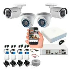 HIKVISION - Kit Dvr 4ch + 4 Cámaras 1080p + Cable
