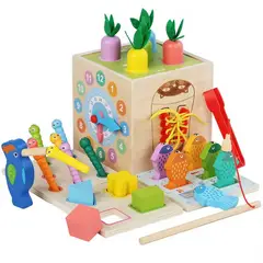 GENERICO - Cubo Didactico 8 en 1 Madera Montessori Niños Juguete