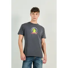 KOAJ - Camiseta gris manga corta con arte de Aventuras en Paña Hombre