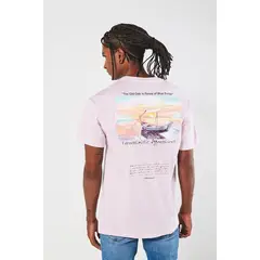 KOAJ - Camiseta rosada clara manga corta con paisaje artístico