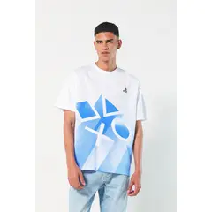 KOAJ - Camiseta blanca manga corta con diseños de PlayStation Hombre