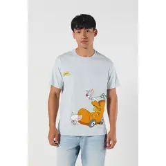 KOAJ - Camiseta de Pinky y Cerebro azul clara con manga corta Hombre