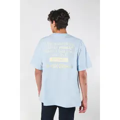 KOAJ - Camiseta oversize azul con textos estampados y manga c Hombre