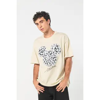 KOAJ - Camiseta kaki oversize manga corta con arte de Mickey Hombre