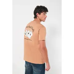 KOAJ - Camiseta manga corta unicolor con diseño en espalda Hombre