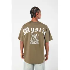KOAJ - Camiseta verde manga corta oversize con diseño místico Hombre