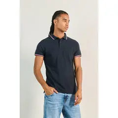 KOAJ - Camiseta polo unicolor con detalles tejidos y botones Hombre