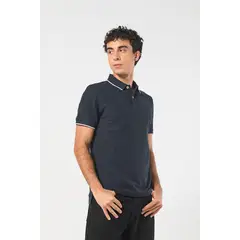 KOAJ - Camiseta polo unicolor con doble botón y manga corta Hombre