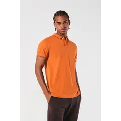KOAJ - Camiseta manga corta polo unicolor con doble botón en f Hombre