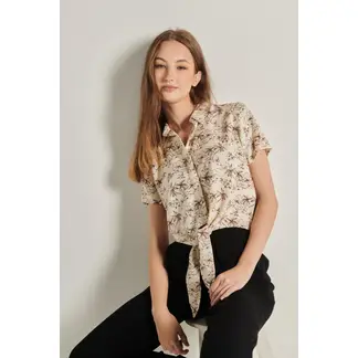 KOAJ - Blusa con cuello camisero frentes con extensión para anud MUJER